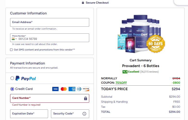 ProvaDent-order-page